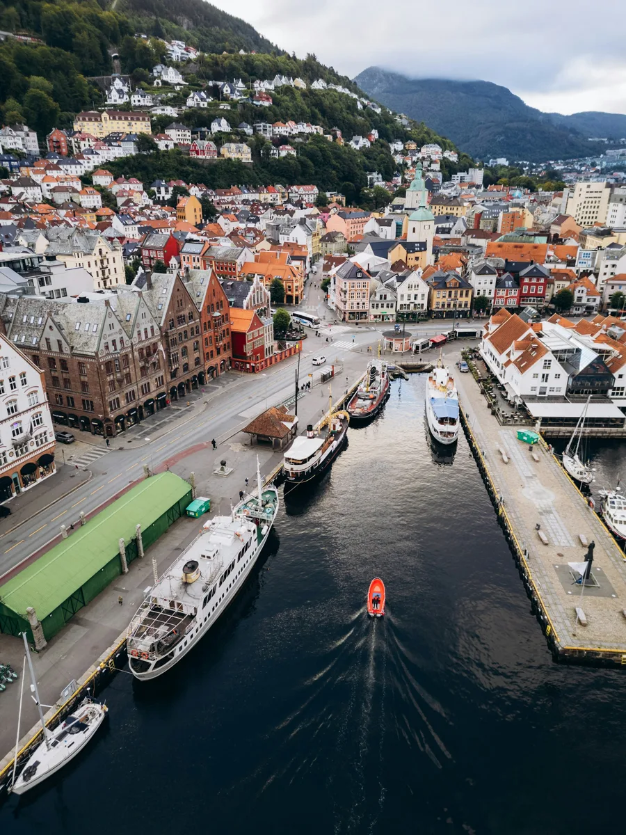 Boats and colourful buildings on Bergen’s waterfront